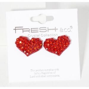 Fresh & Co Pave Red Rhinestone Earrings NWT